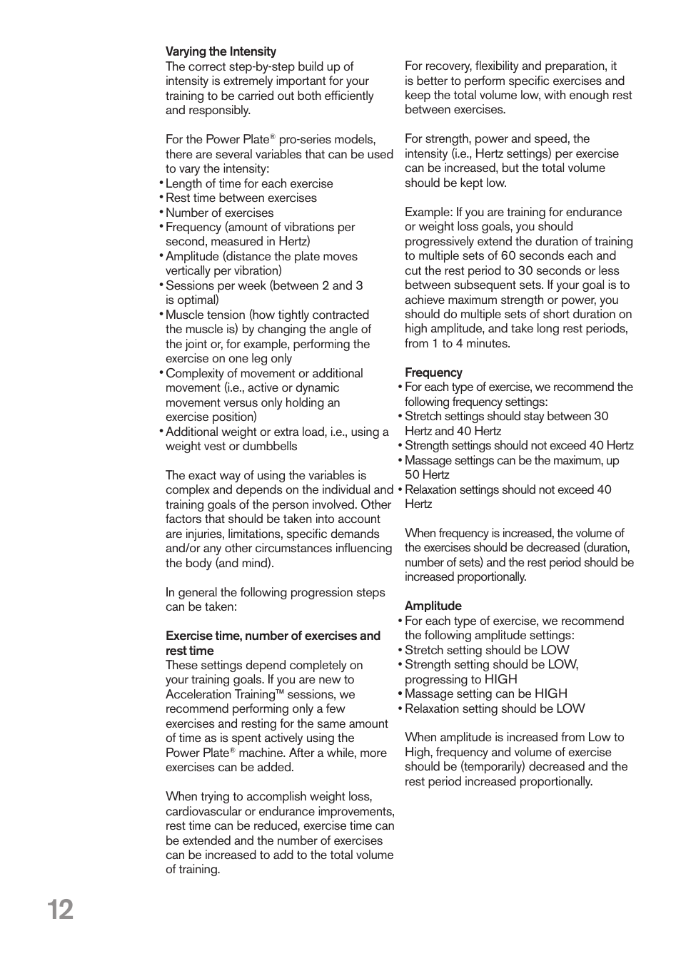 Power Plate pro5HP User Manual | Page 12 / 16