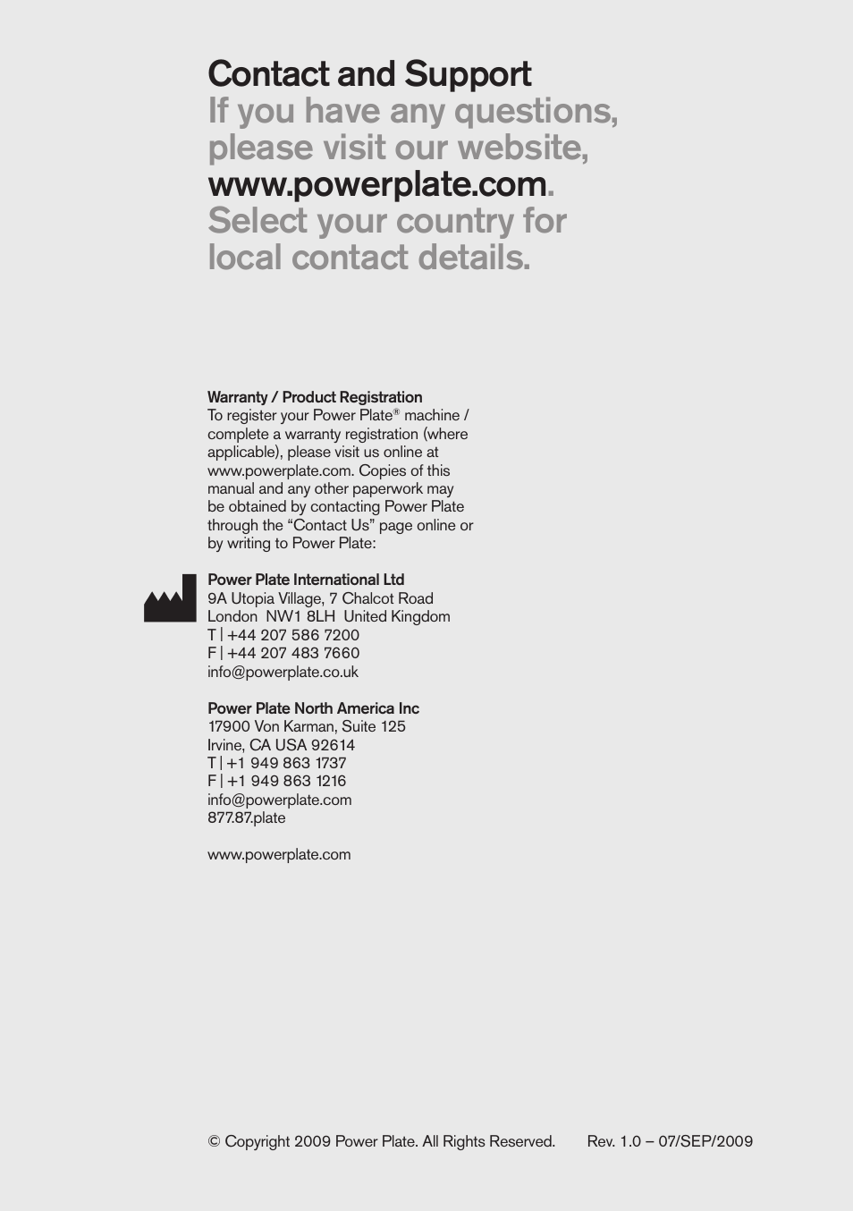 Power Plate pro5HP User Manual | Page 16 / 16