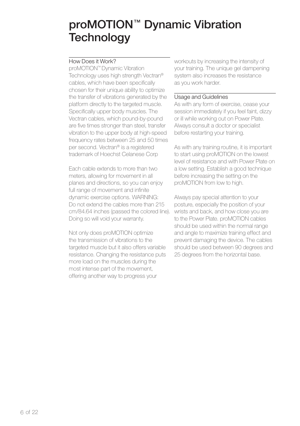 Promotion, Dynamic vibration technology | Power Plate pro6 plus User Manual | Page 8 / 22