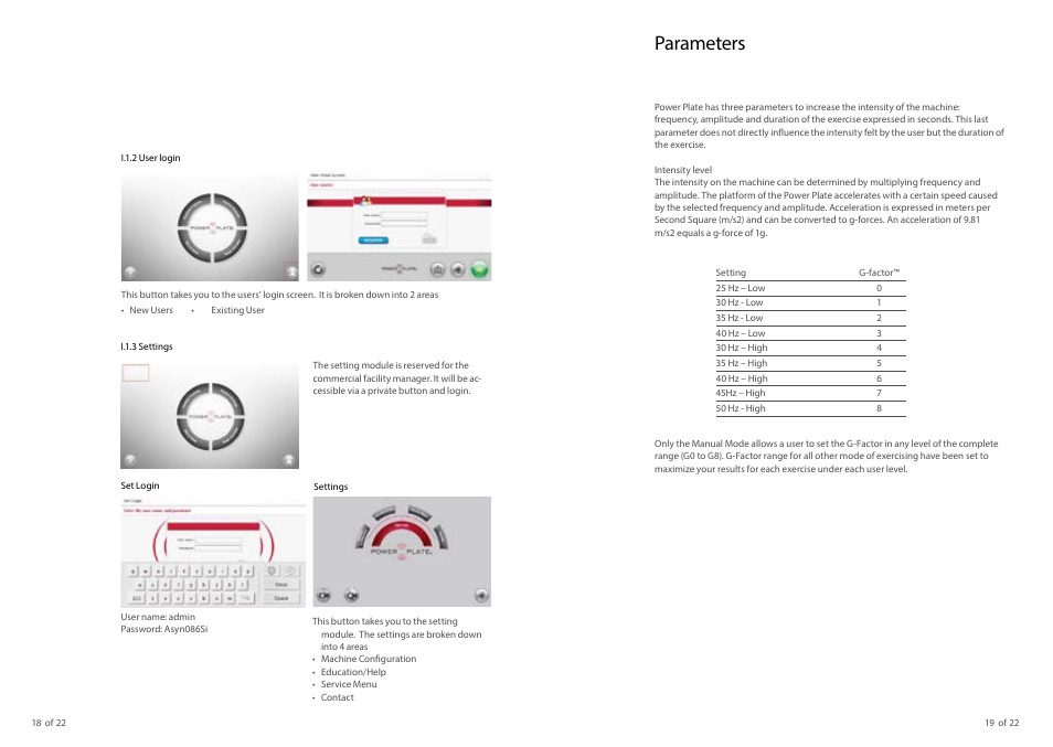 Parameters | Power Plate pro7 User Manual | Page 11 / 12