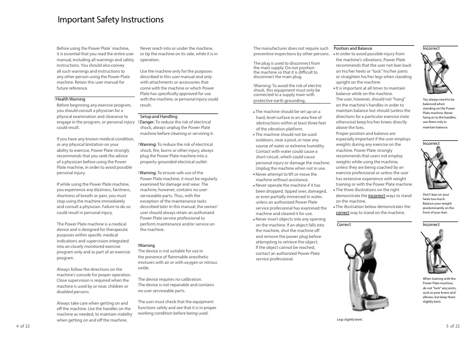Important safety instructions | Power Plate pro7 User Manual | Page 4 / 12