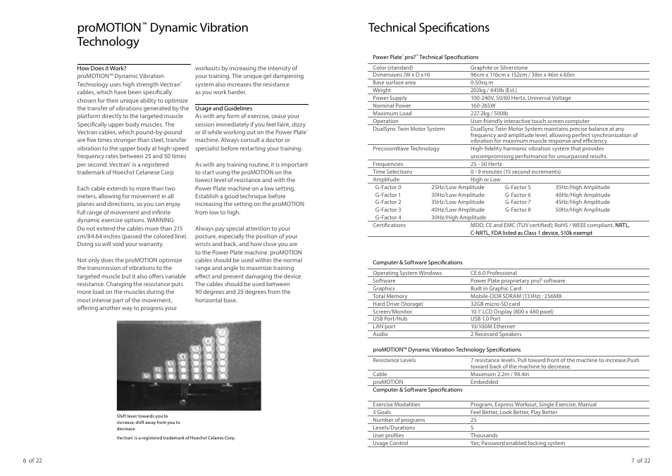 Promotion, Dynamic vibration technology, Technical specifications | Power Plate pro7 User Manual | Page 5 / 12