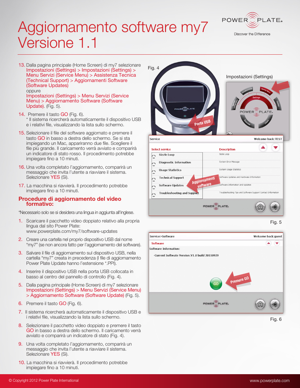 Aggiornamento software my7 versione 1.1 | Power Plate my7 User Manual | Page 12 / 20