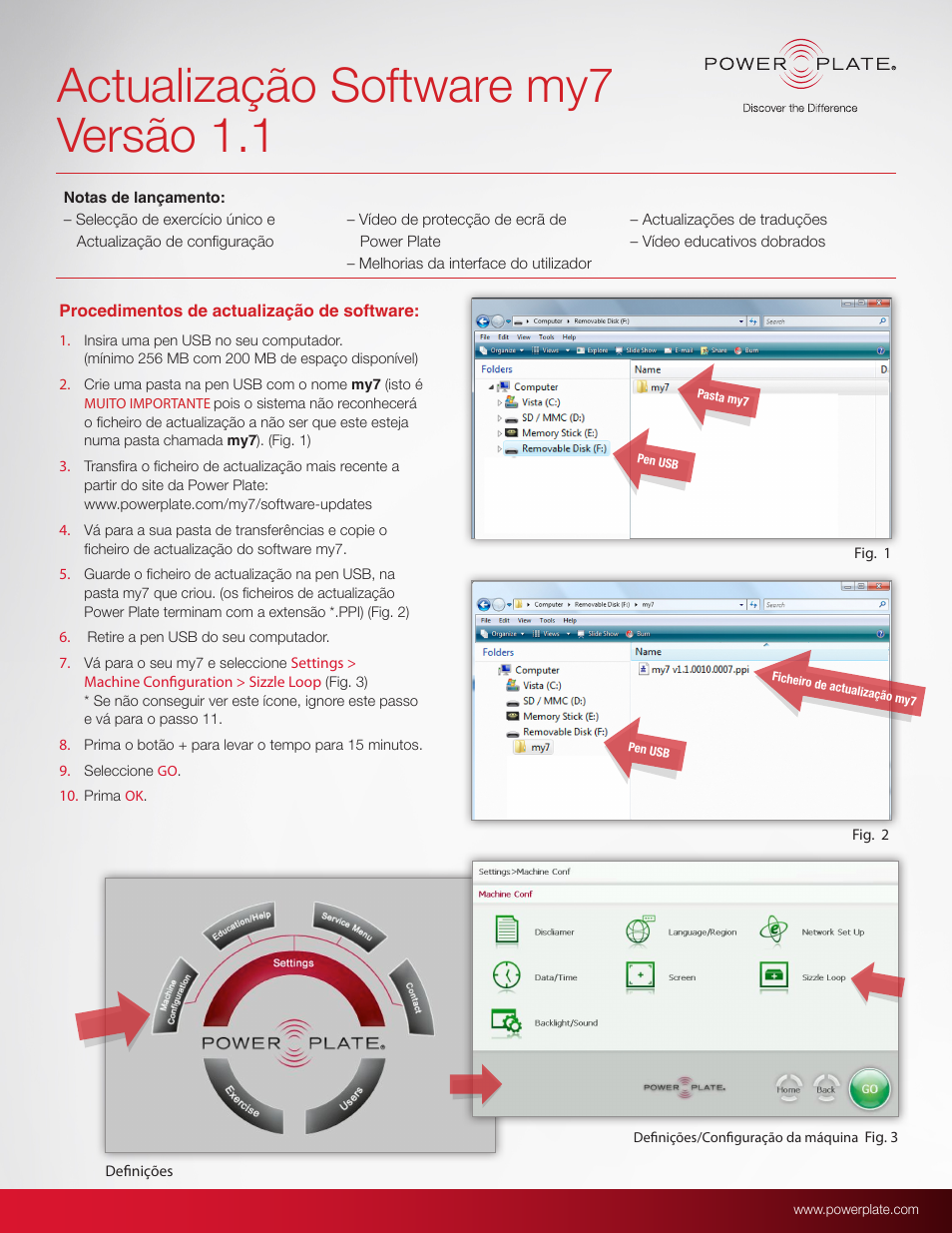 Power-plate-my7-software-update-procedures-pt, Actualização software my7 versão 1.1 | Power Plate my7 User Manual | Page 17 / 20