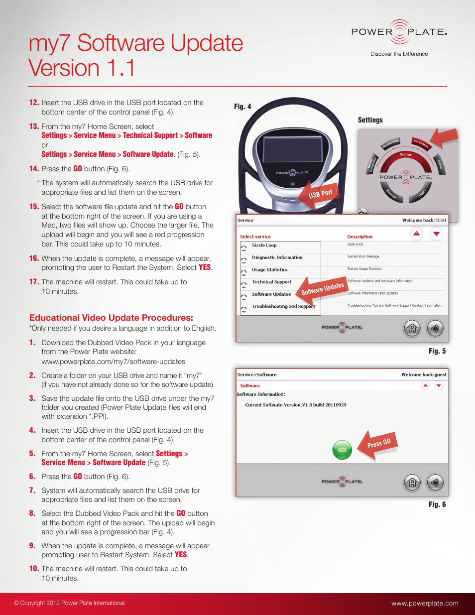 My7 software update version 1.1 | Power Plate my7 User Manual | Page 2 / 20