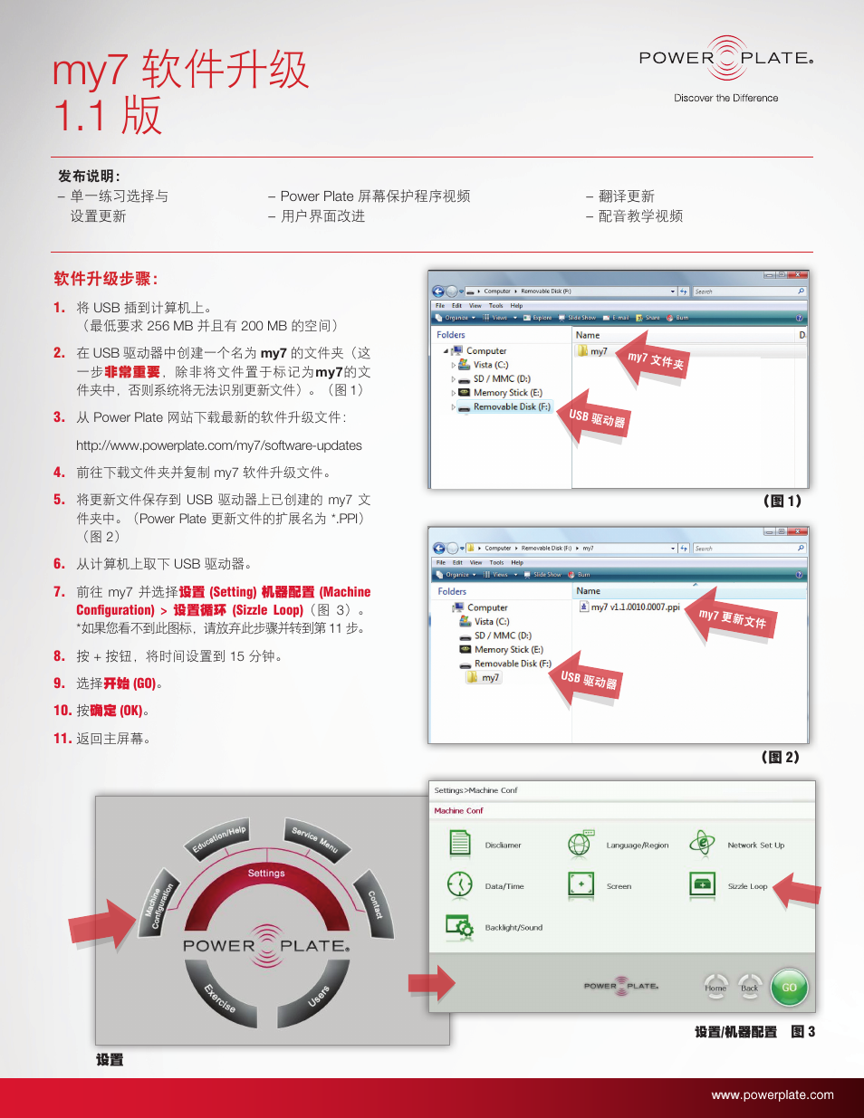 Power-plate-my7-software-update-procedures-zh, My7 软件升级 1.1 版 | Power Plate my7 User Manual | Page 3 / 20