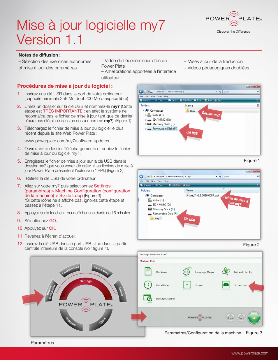 Power-plate-my7-software-update-procedures-fr, Mise à jour logicielle my7 version 1.1 | Power Plate my7 User Manual | Page 7 / 20