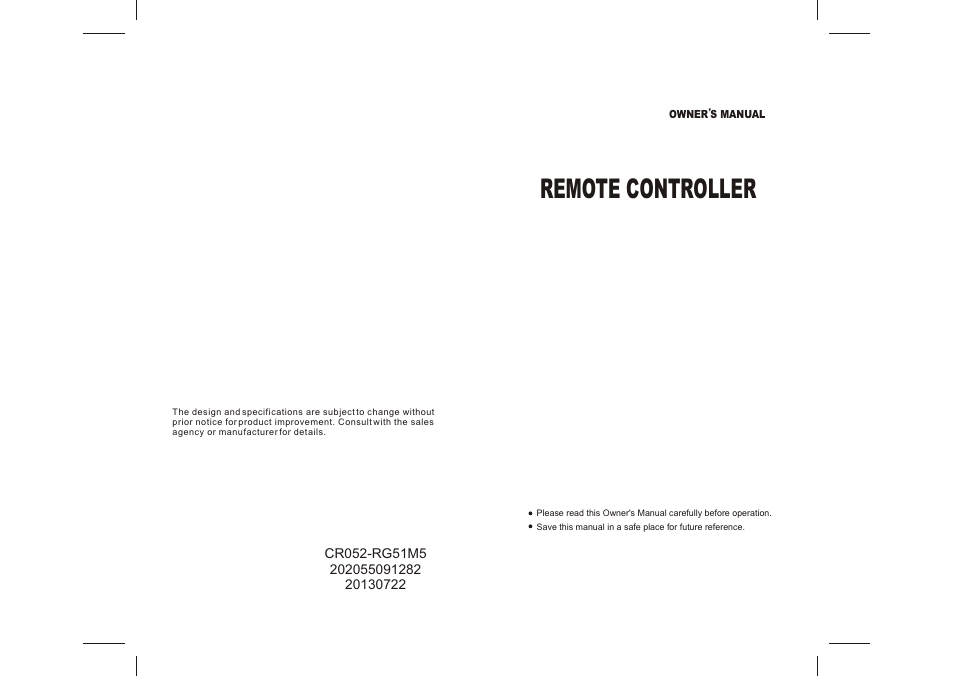 Pridiom Classic Series PMS361CL Remote Control Manual User Manual | 5 pages