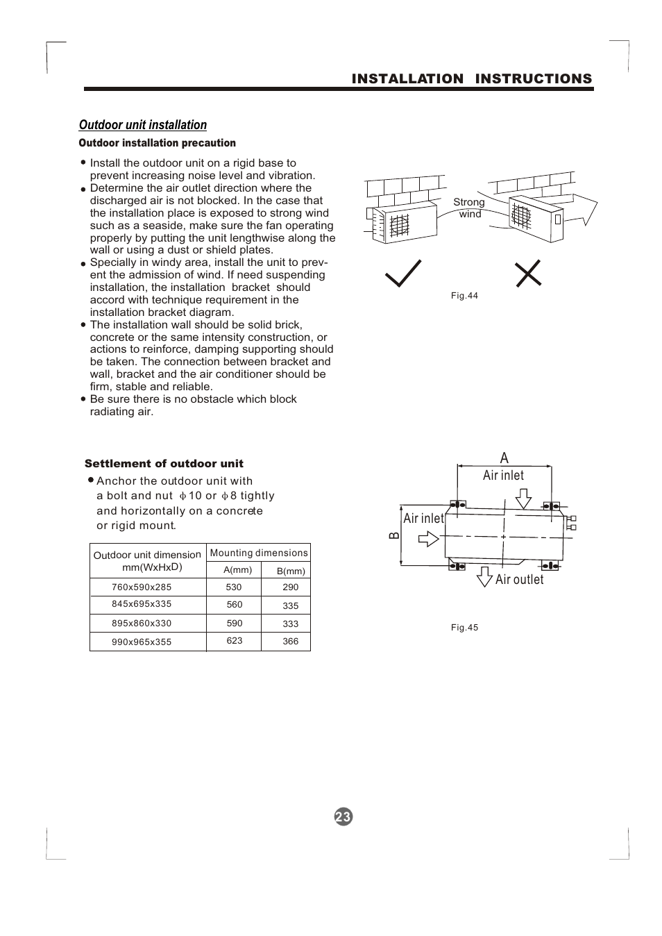 Т³гж 24, Bair inlet air outlet air inlet, Outdoor unit installation | Installation instructions | Pridiom Condenser Installation Manual User Manual | Page 24 / 33