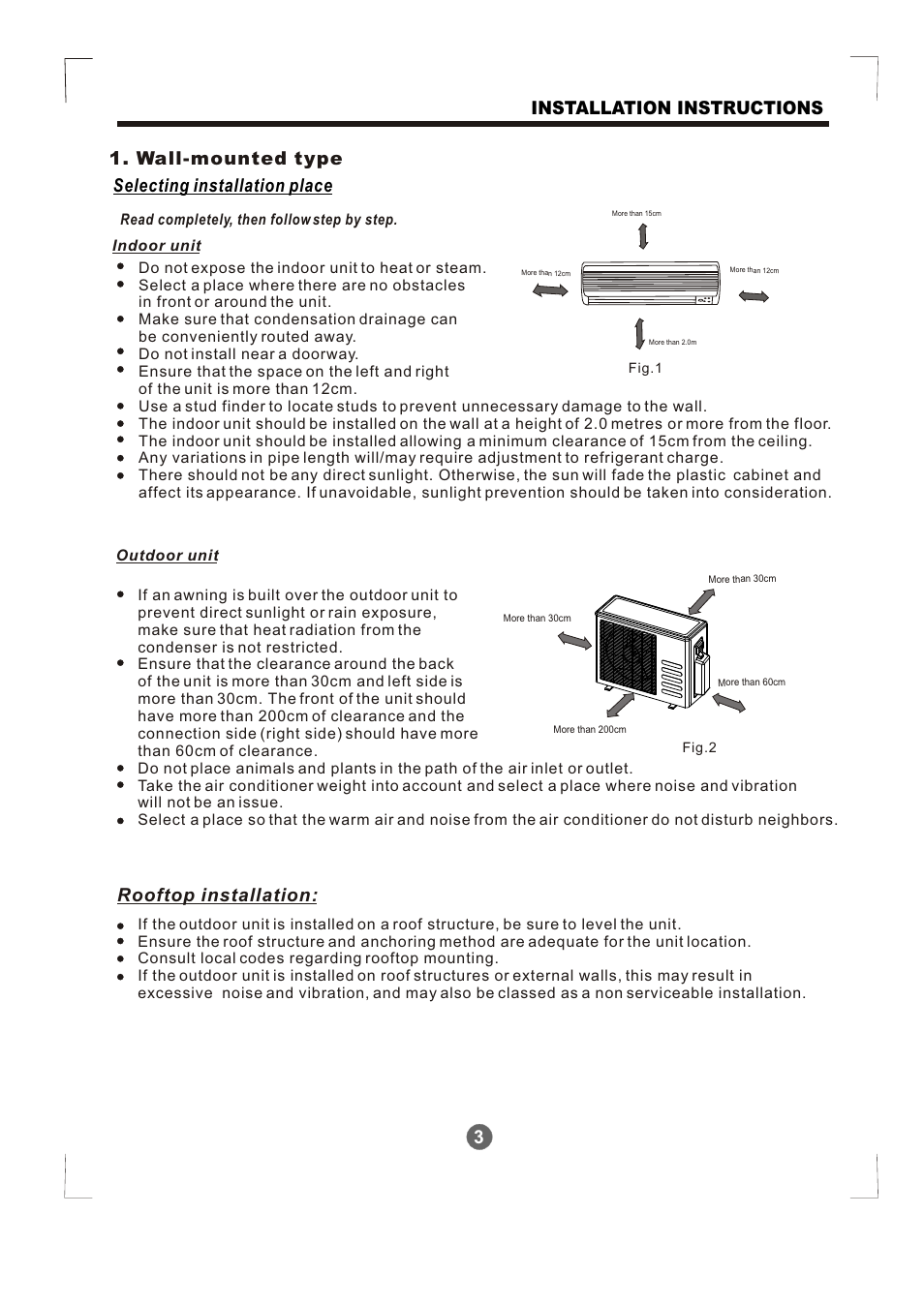 Т³гж 4, 3selecting installation place, Rooftop installation: installation instructions | Wall-mounted type | Pridiom Condenser Installation Manual User Manual | Page 4 / 33