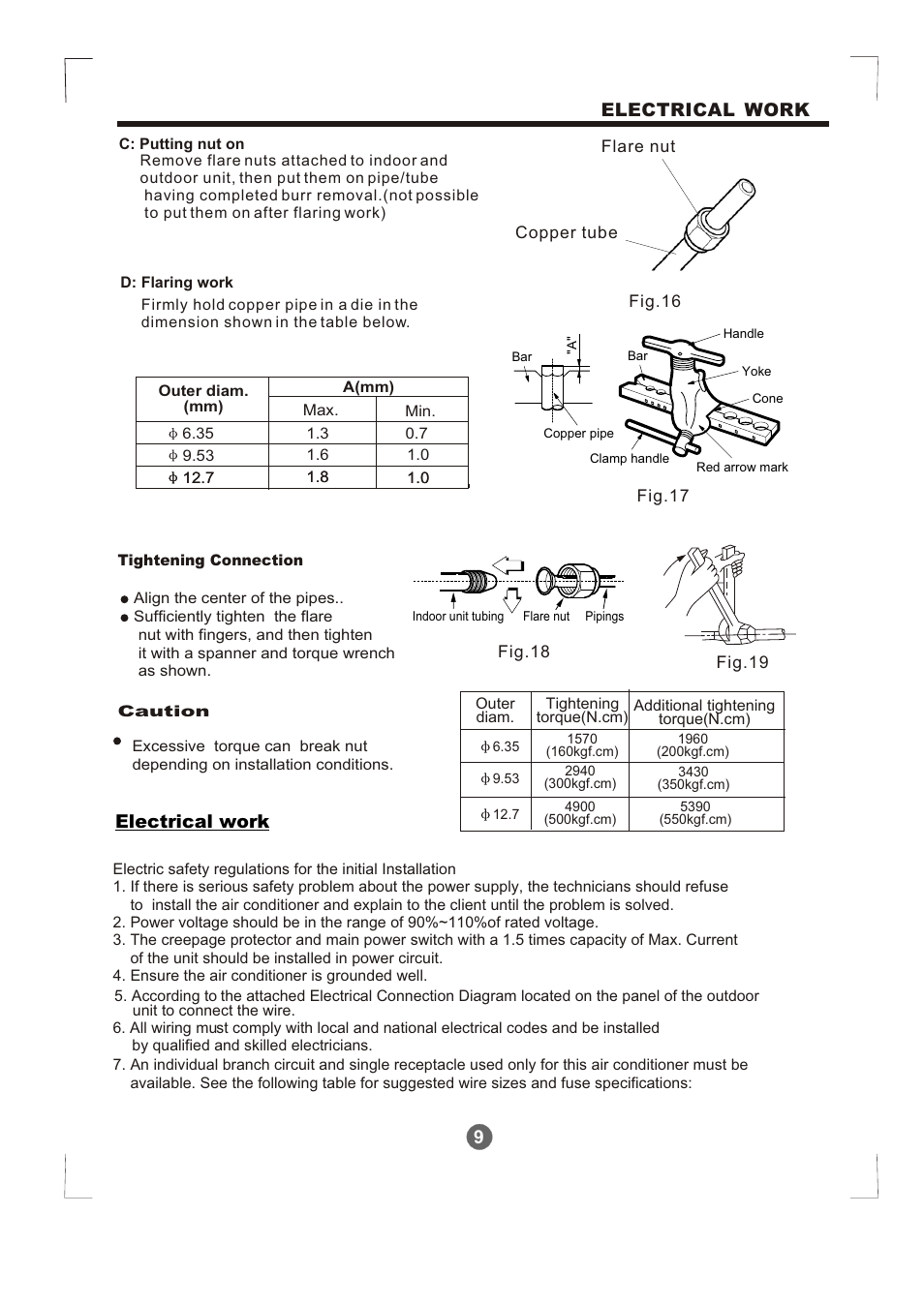 Т³гж 10, 9electrical work, Electrical work | Pridiom High Wall Installation Manual User Manual | Page 10 / 15