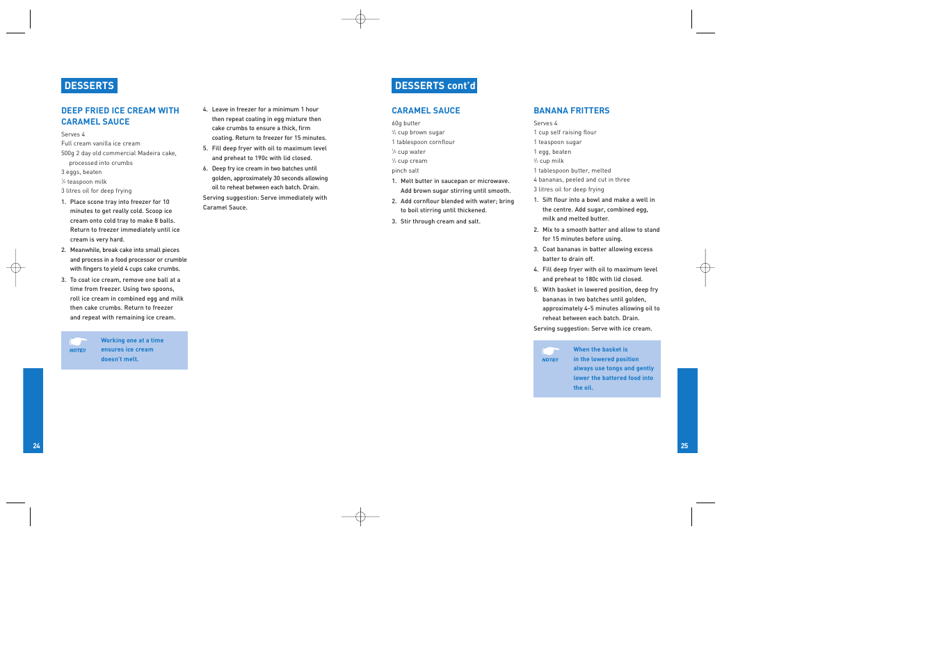 Desserts cont’d, Desserts | Breville DFY25 User Manual | Page 13 / 14
