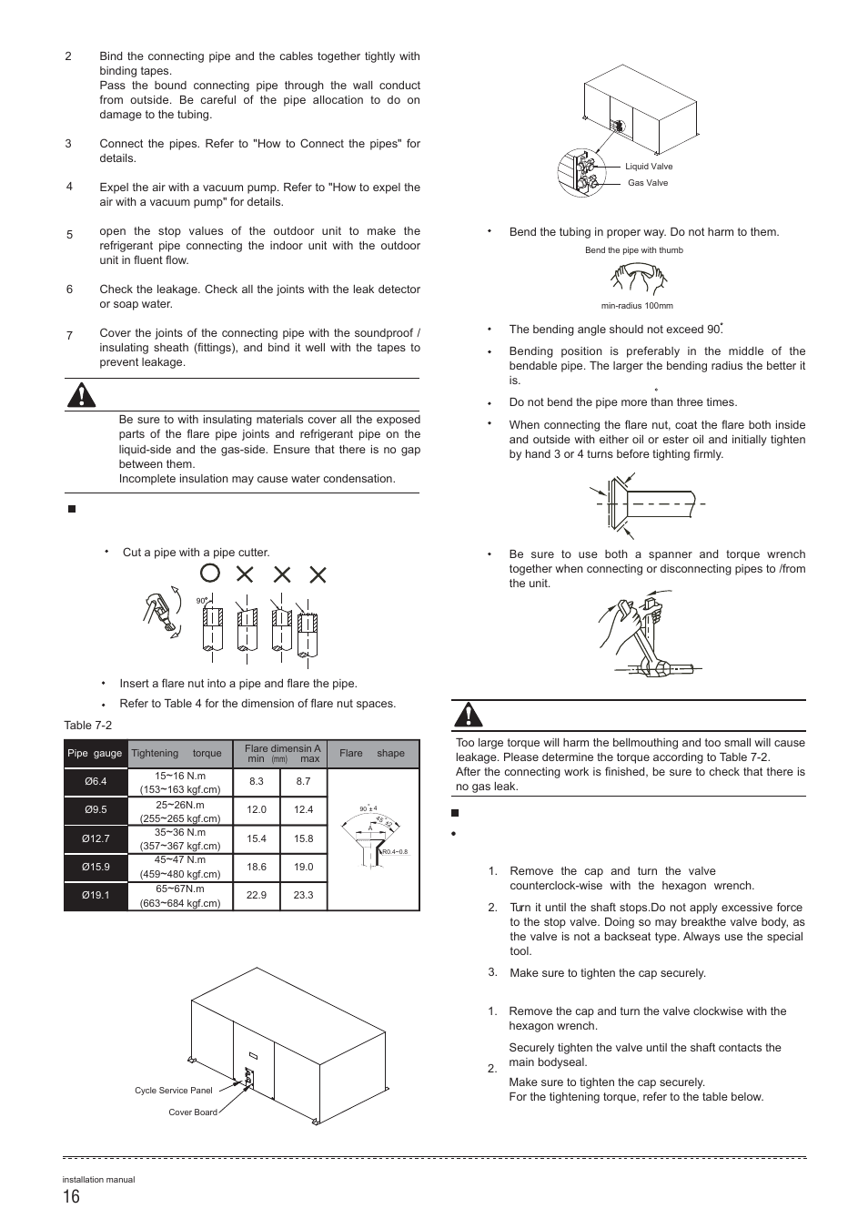 How to connect the pipes, Caution, How to expel the air with a vacuum pump caution | Pridiom Cassettes PCM183HX Installation Manual User Manual | Page 17 / 41