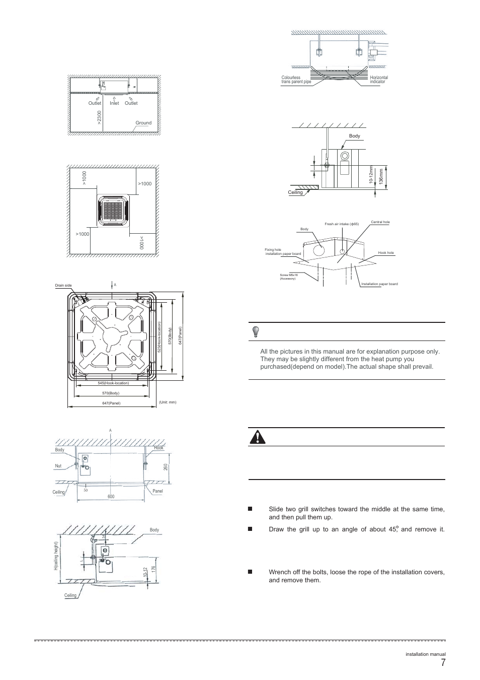 Caution, Necessary room | Pridiom Cassettes PCM183HX Installation Manual User Manual | Page 8 / 41