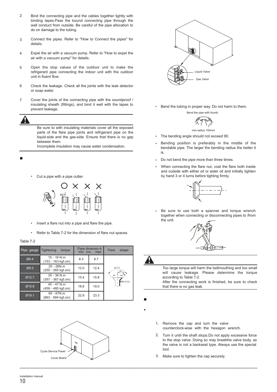 Caution how to connect the pipes, How to expel the air with a vacuum pump, Caution | Pridiom Floor and Ceiling PFCM183HX Installation Manual User Manual | Page 11 / 25