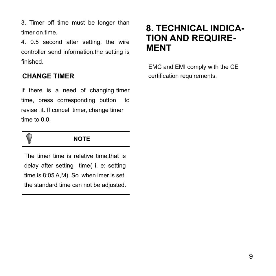 Technical indica- tion and require- ment | Pridiom WIRE CONTROLLER OF AIR CONDITIONER KJR-12B/DP(T)-F User Manual User Manual | Page 13 / 14