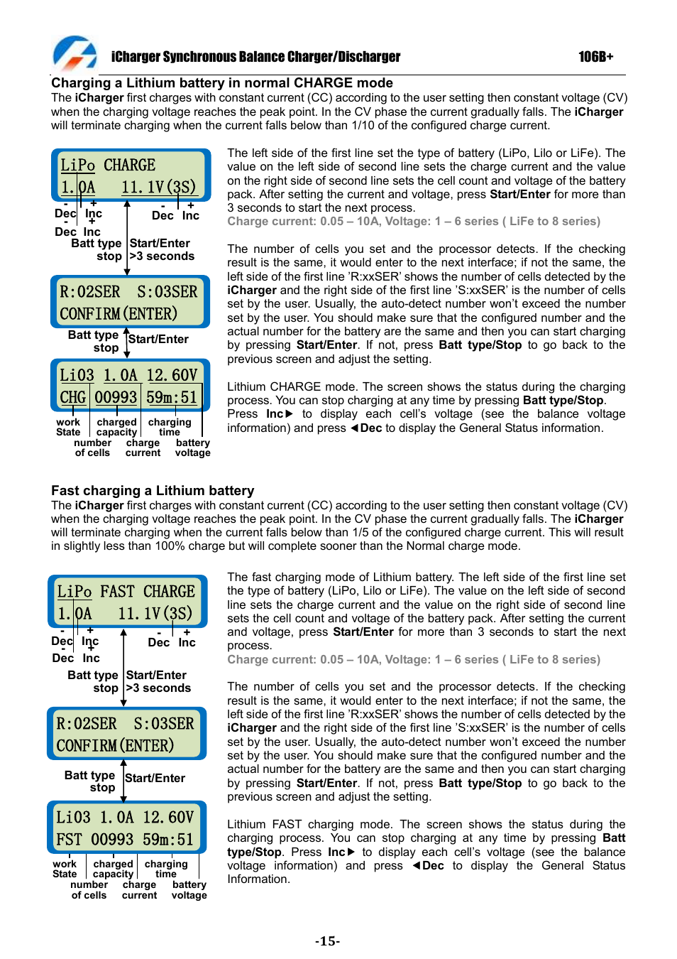 R:02ser s:03ser confirm(enter) | ProgressiveRC 106B+ iCharger User Manual | Page 15 / 31