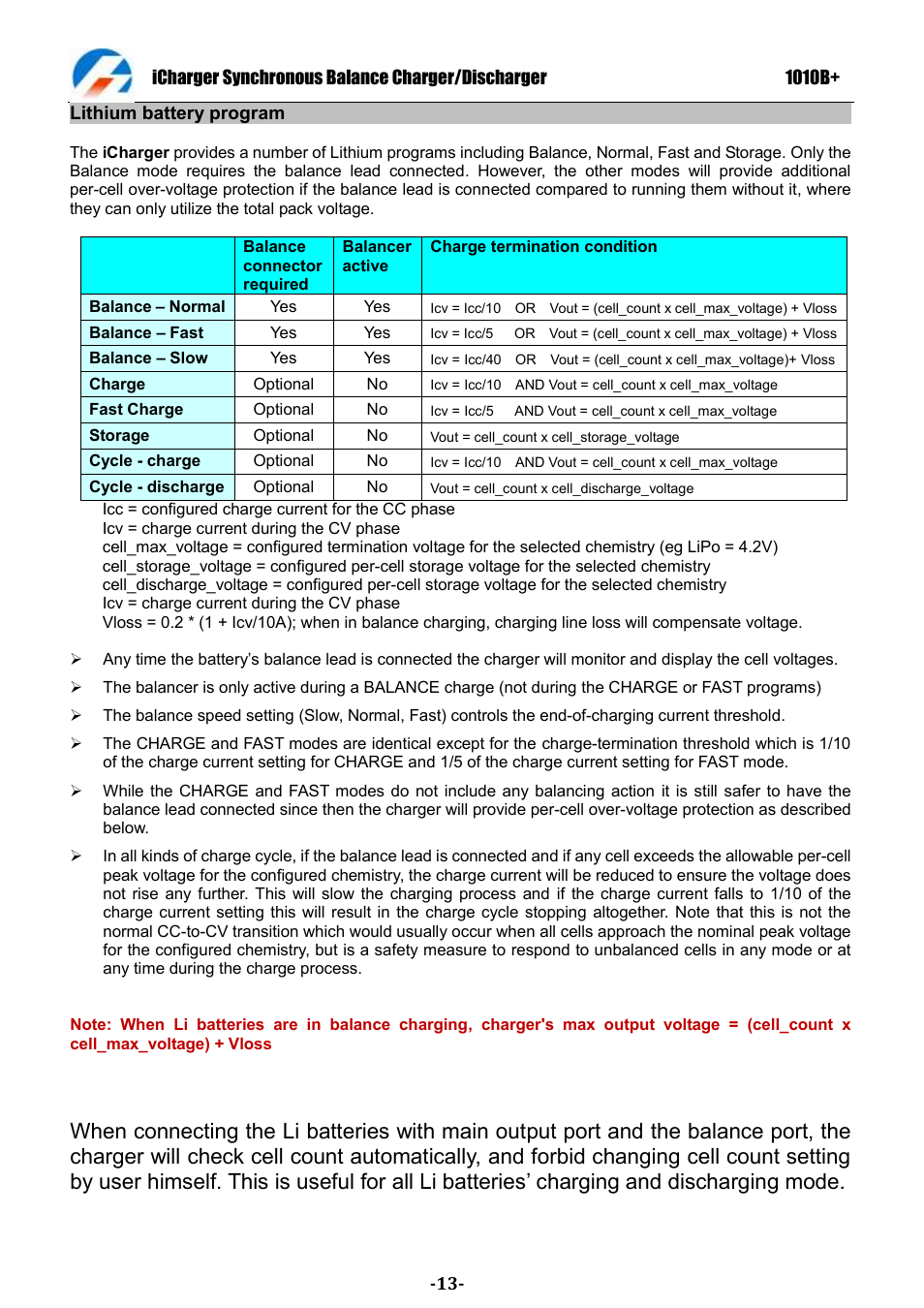 ProgressiveRC 1010B+ iCharger User Manual | Page 13 / 31