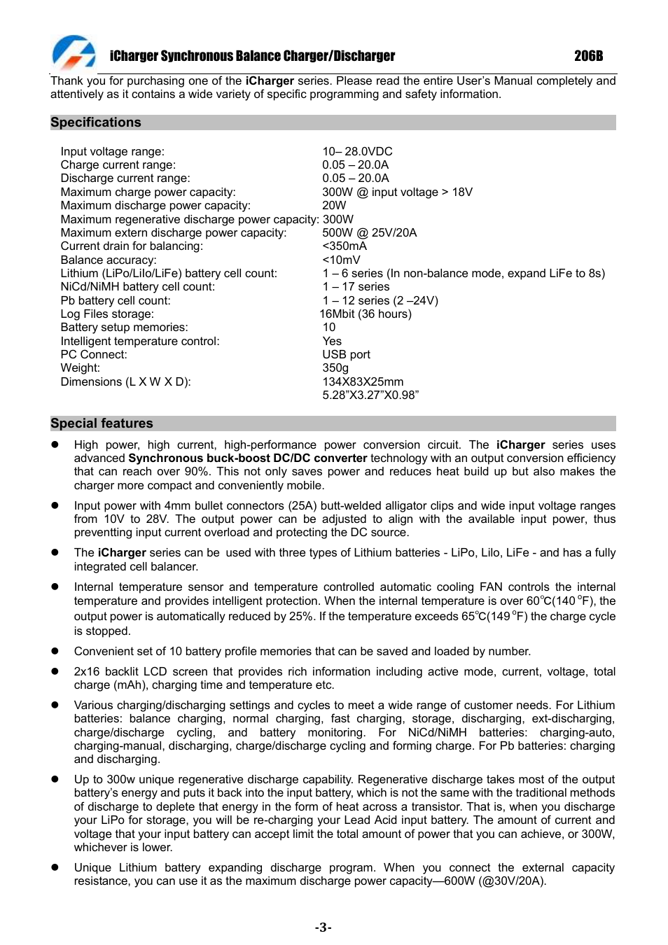 ProgressiveRC 206B iCharger User Manual | Page 3 / 33