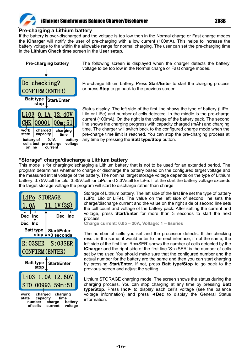 R:03ser s:03ser confirm(enter), Do checking? confirm(enter) | ProgressiveRC 208B iCharger User Manual | Page 16 / 33