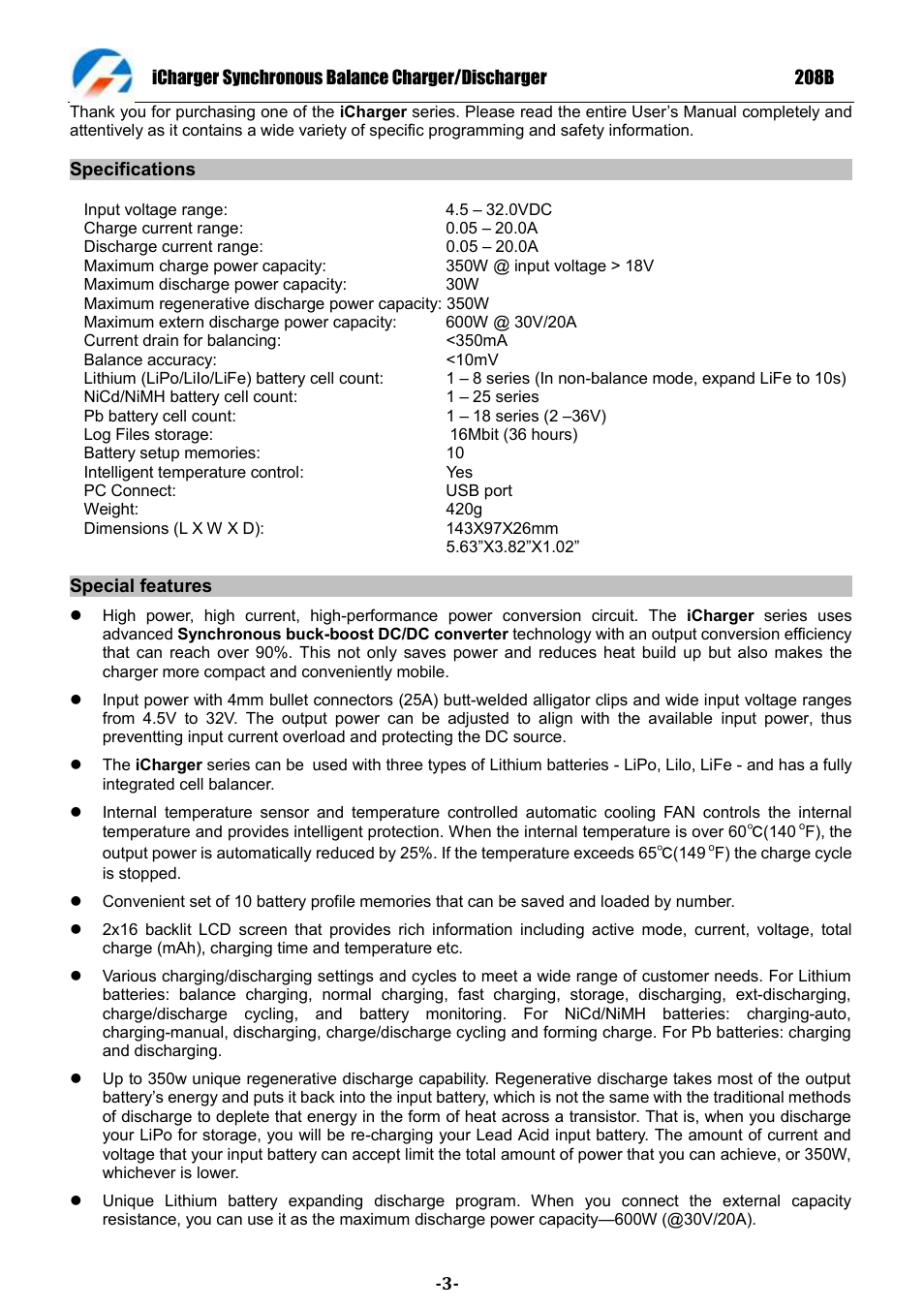 ProgressiveRC 208B iCharger User Manual | Page 3 / 33