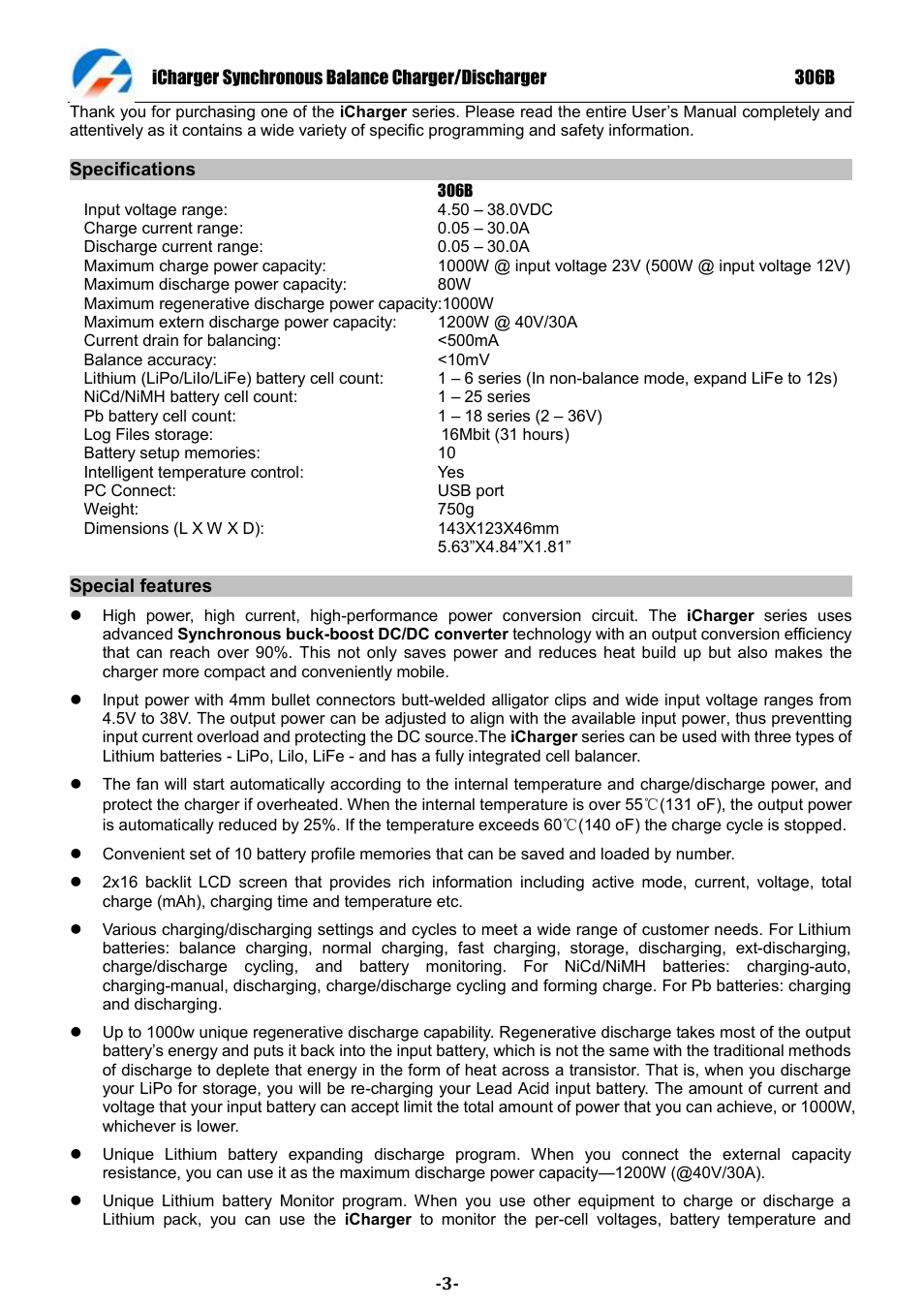ProgressiveRC 306B iCharger User Manual | Page 3 / 32