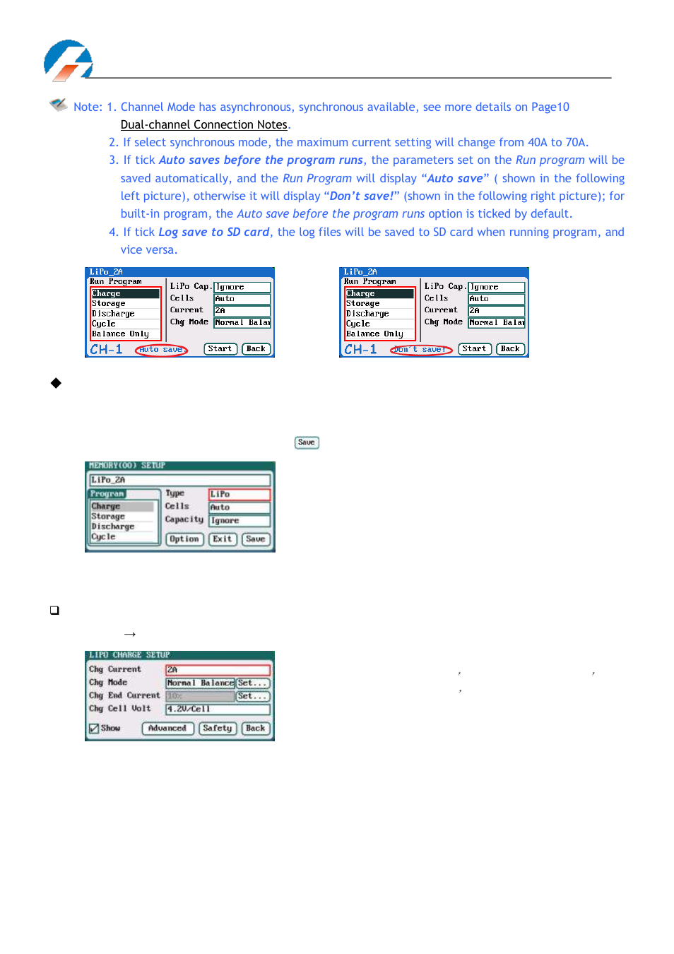 Lipo/liio/life battery charge/discharge setup, Lipo/liio/life battery charge setup | ProgressiveRC 4010Duo iCharger User Manual | Page 16 / 42