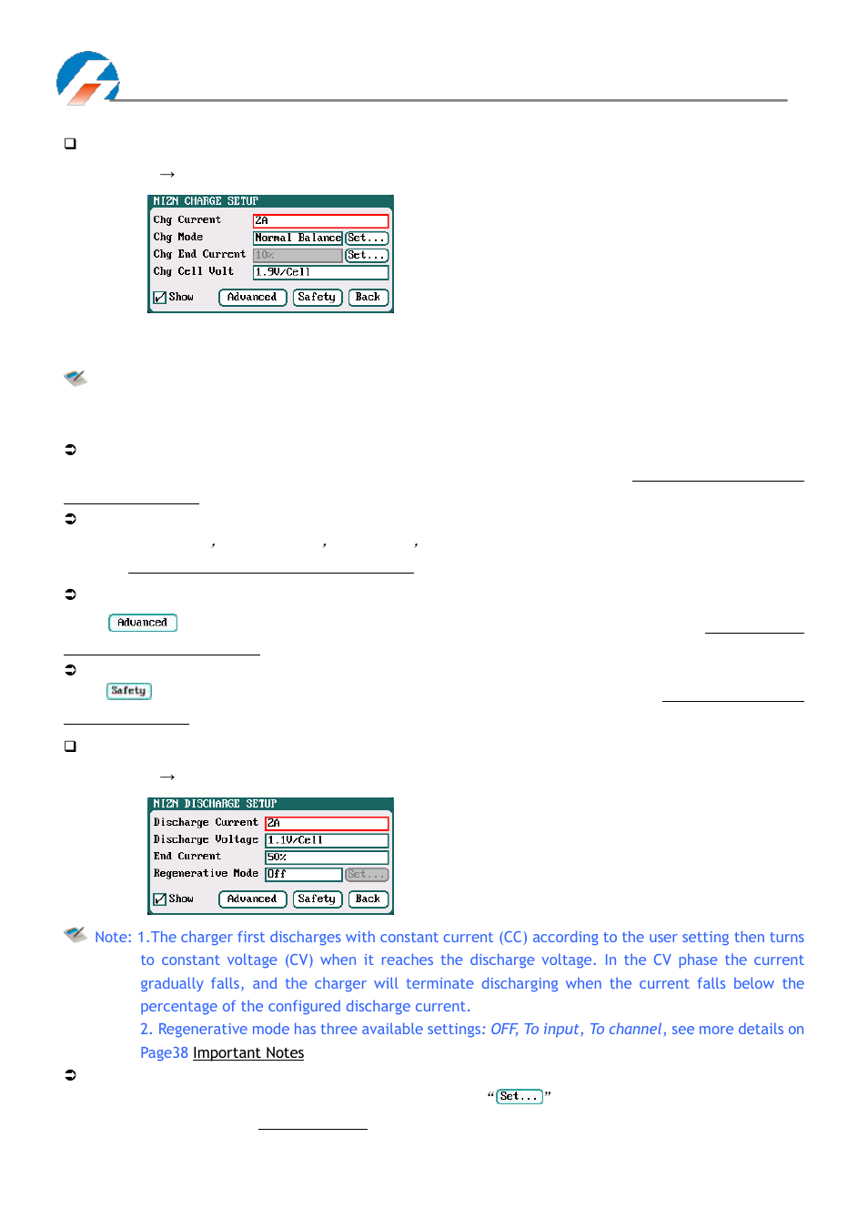 Nizn battery charge setup, Nizn battery discharge setup, To channel setup | ProgressiveRC 4010Duo iCharger User Manual | Page 25 / 42