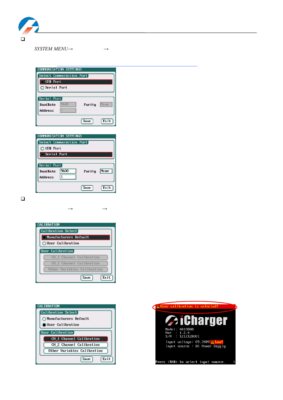 Communication settings - calibration | ProgressiveRC 4010Duo iCharger User Manual | Page 30 / 42