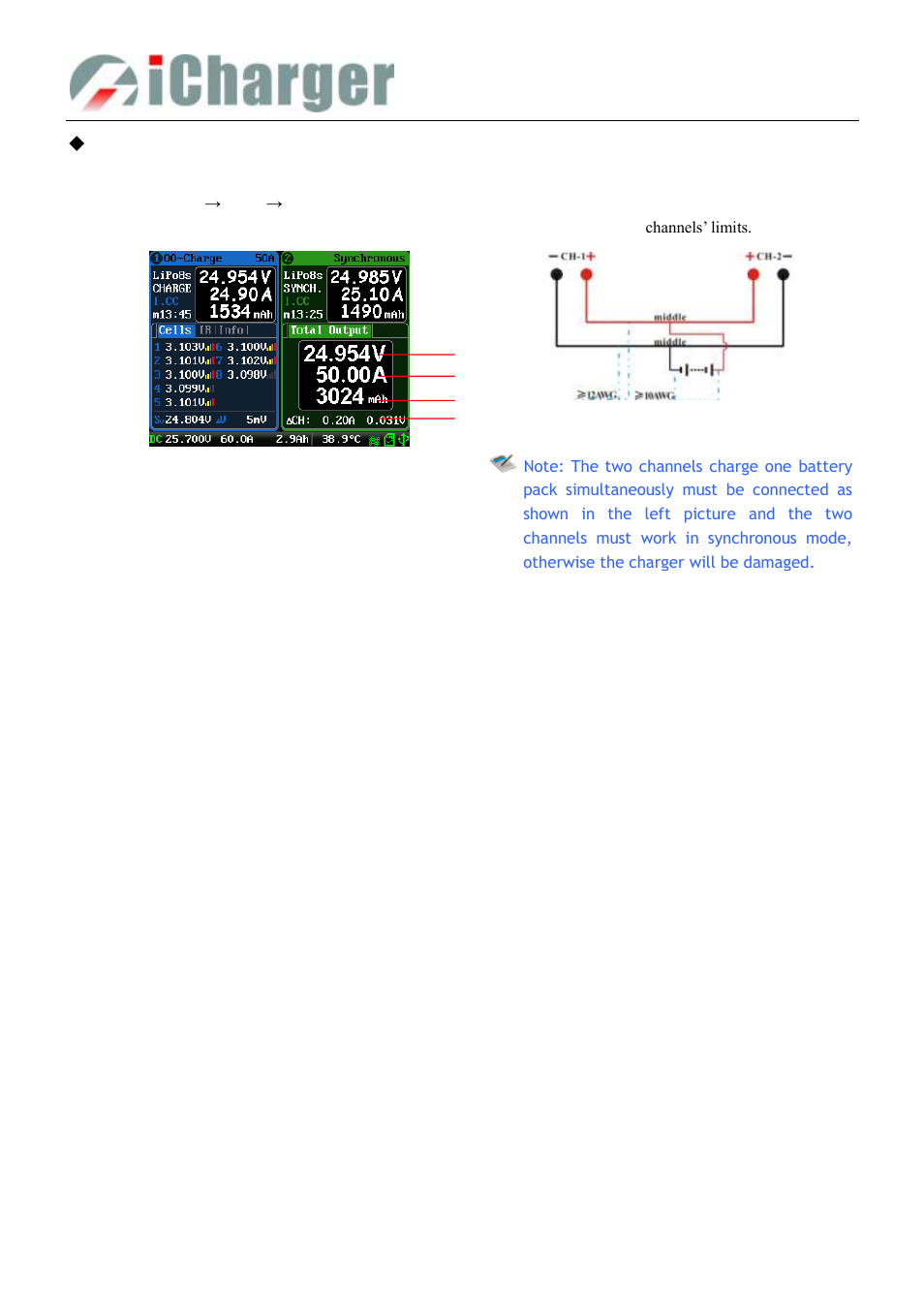 Connection for channel synchronous mode | ProgressiveRC 308Duo iCharger User Manual | Page 11 / 42