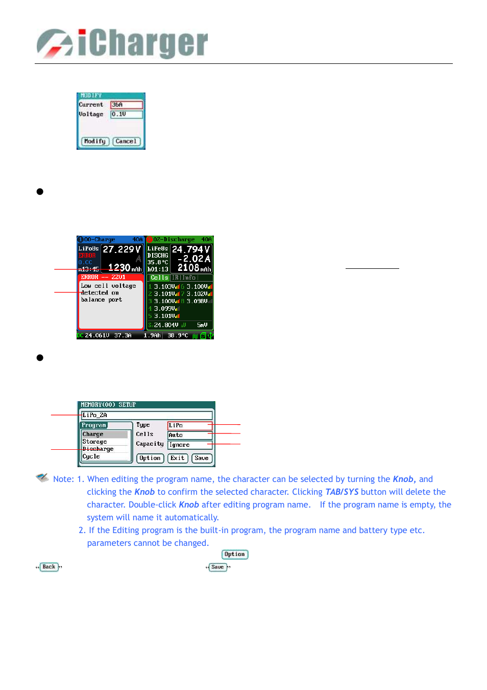 Error messages - program edit, Error messages, Program edit | ProgressiveRC 308Duo iCharger User Manual | Page 15 / 42
