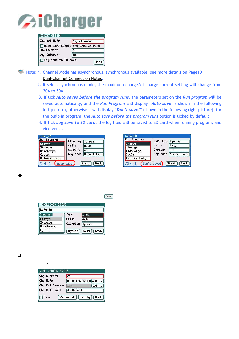 Lipo/liio/life battery charge/discharge setup, Lipo/liio/life battery charge setup | ProgressiveRC 308Duo iCharger User Manual | Page 16 / 42