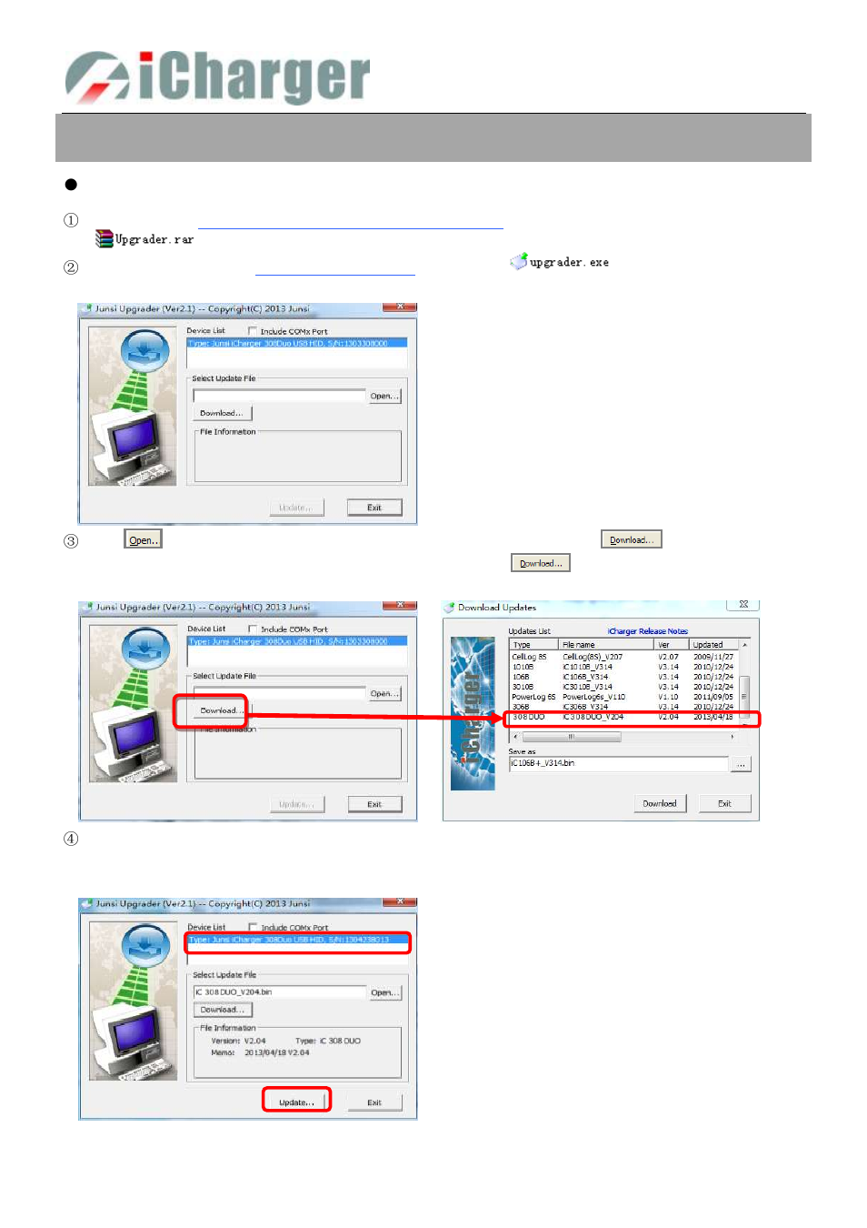 308duo firmware upgrades, Firmware upgrades via usb port | ProgressiveRC 308Duo iCharger User Manual | Page 34 / 42