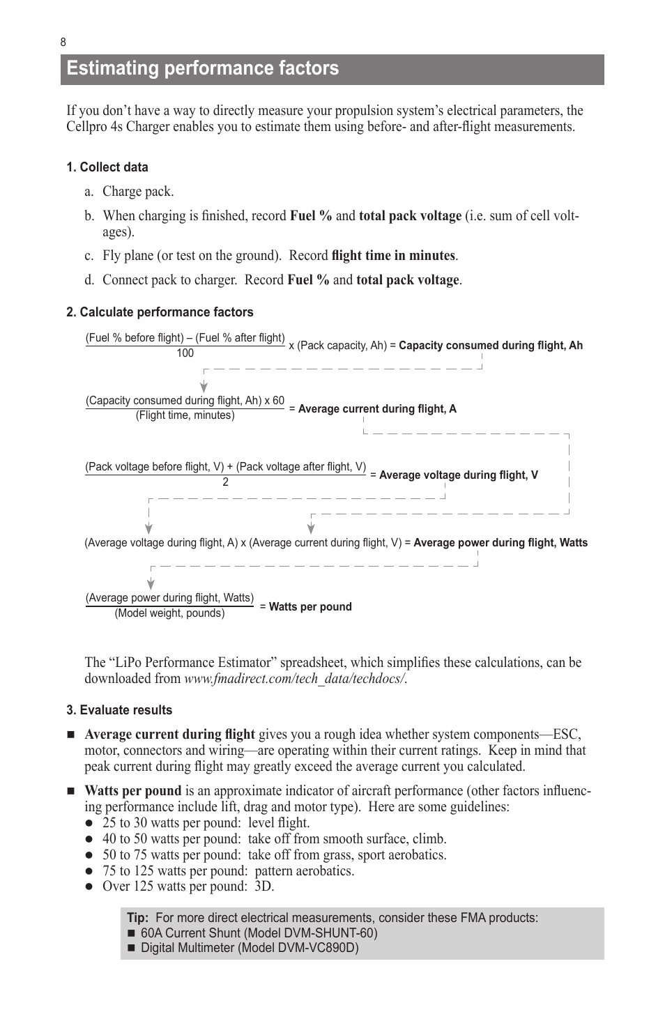 Estimating performance factors | ProgressiveRC 4S Gold FMA Cellpro User Manual | Page 8 / 12