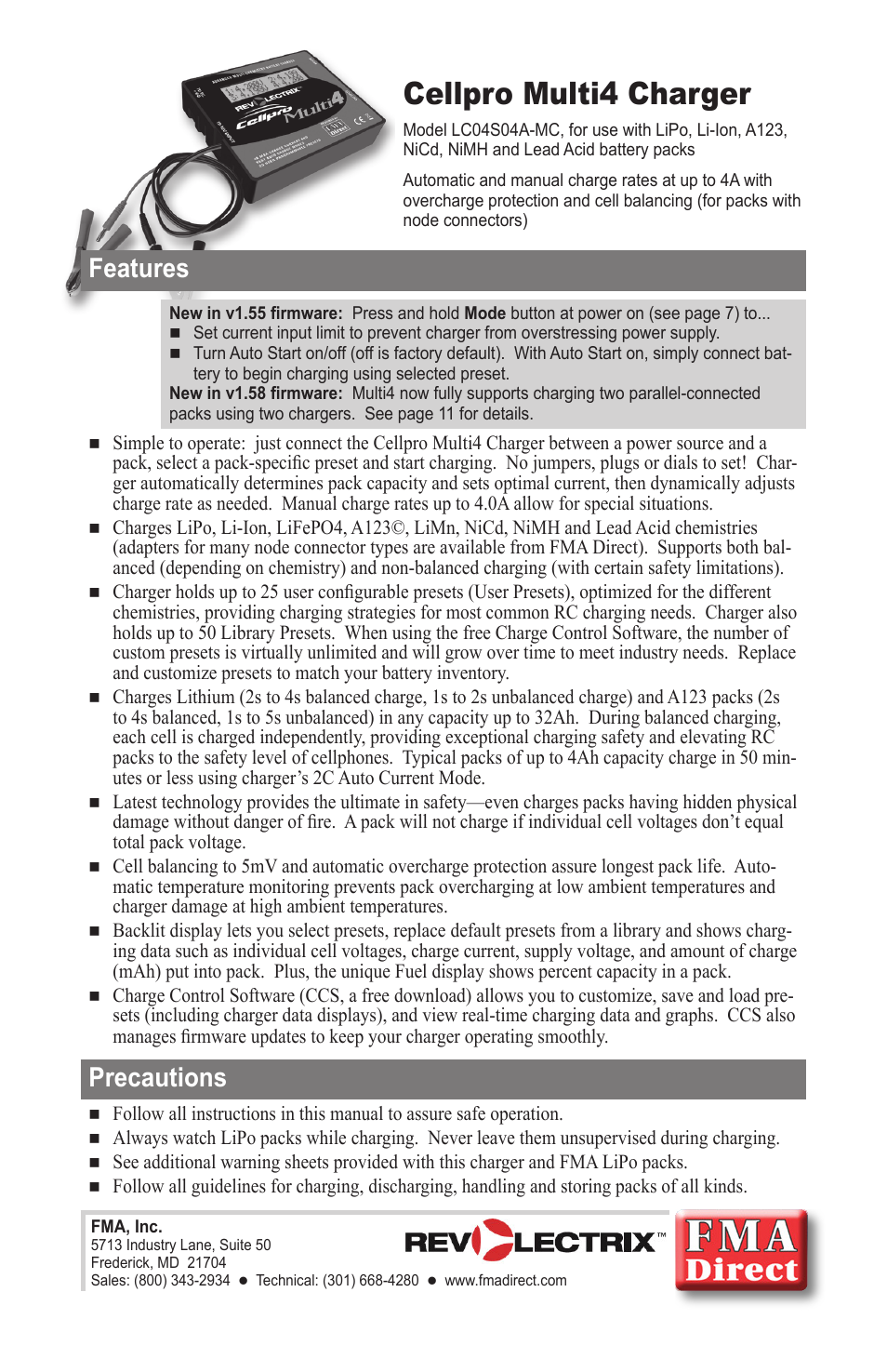 ProgressiveRC Multi4 FMA Cellpro User Manual | 20 pages