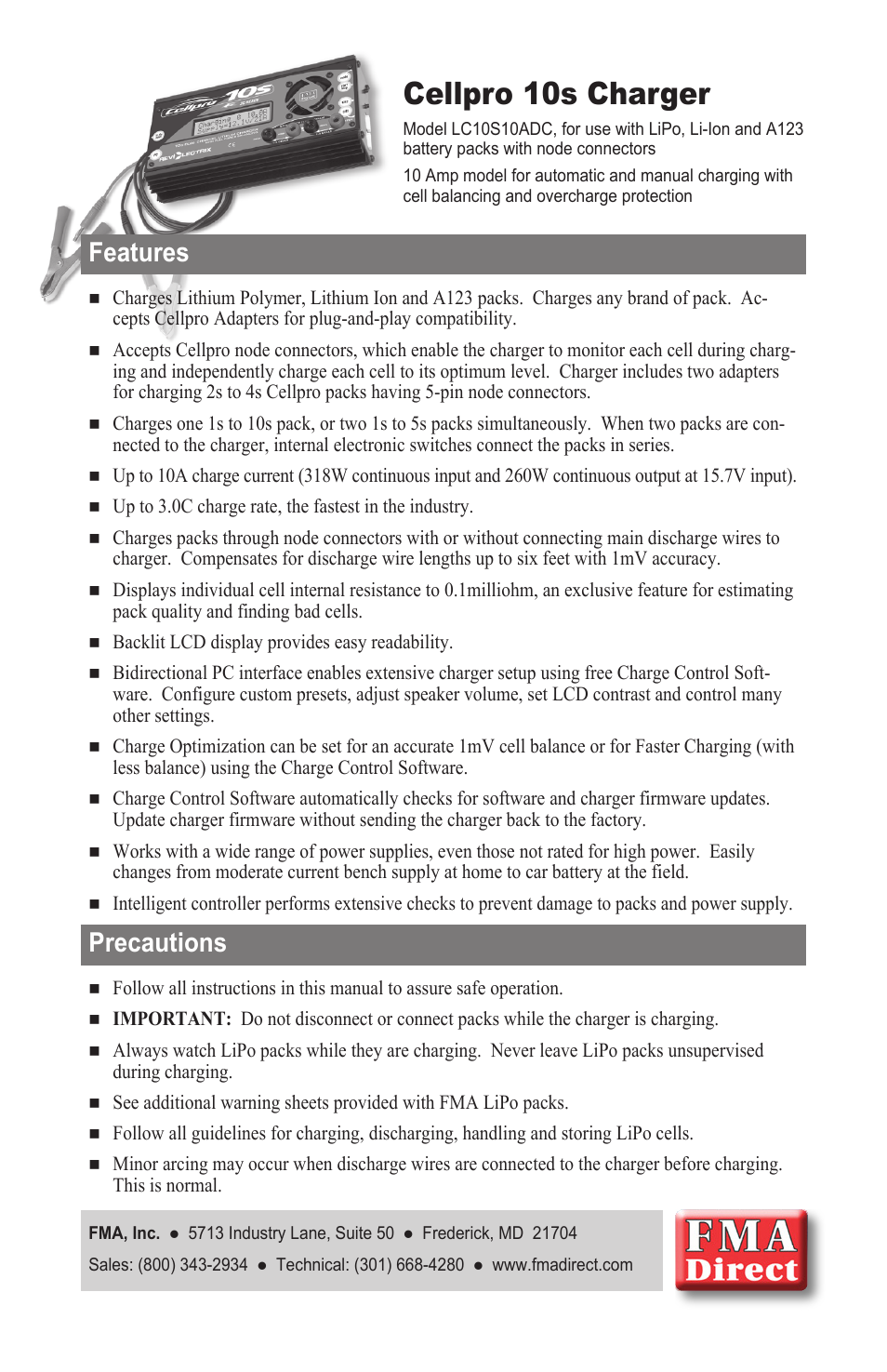 ProgressiveRC 10S FMA Cellpro User Manual | 20 pages
