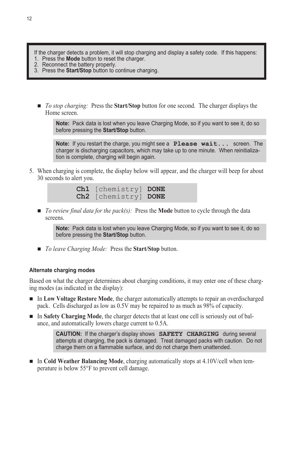 Ch1 [chemistry] done ch2 [chemistry] done | ProgressiveRC 10S FMA Cellpro User Manual | Page 12 / 20