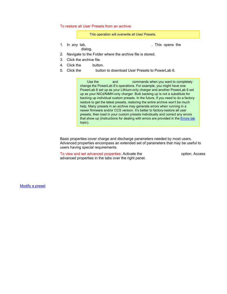 Advanced properties | ProgressiveRC 6 PowerLab User Manual | Page 50 / 83