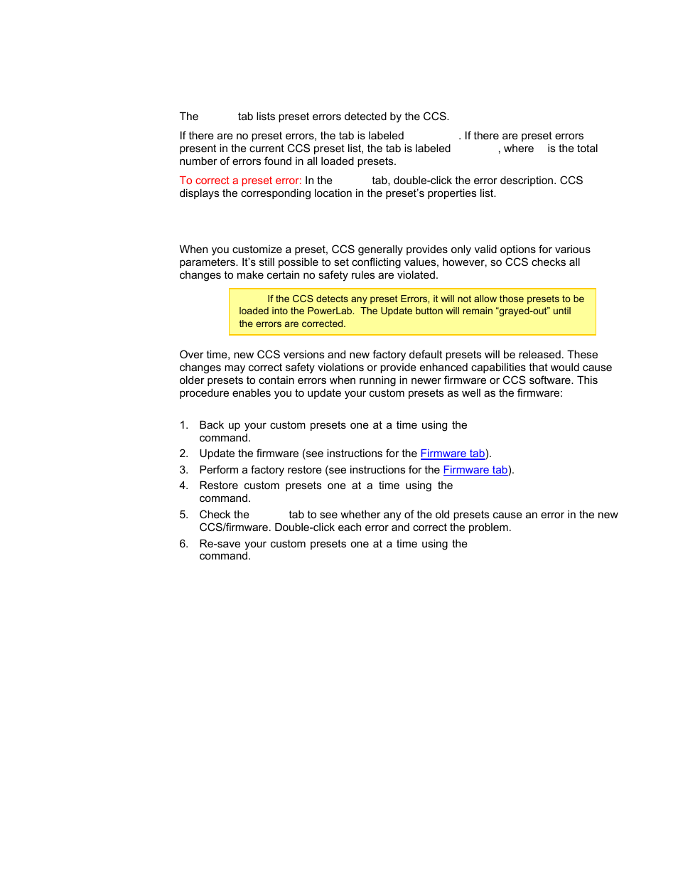 Errors tab, Errors in custom presets, Details | In the | ProgressiveRC 6 PowerLab User Manual | Page 51 / 83