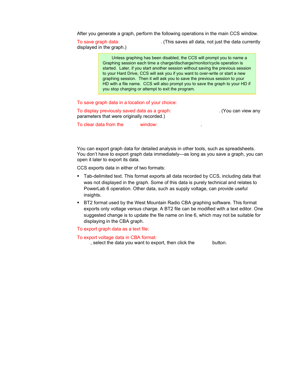 Exporting graph data | ProgressiveRC 6 PowerLab User Manual | Page 53 / 83