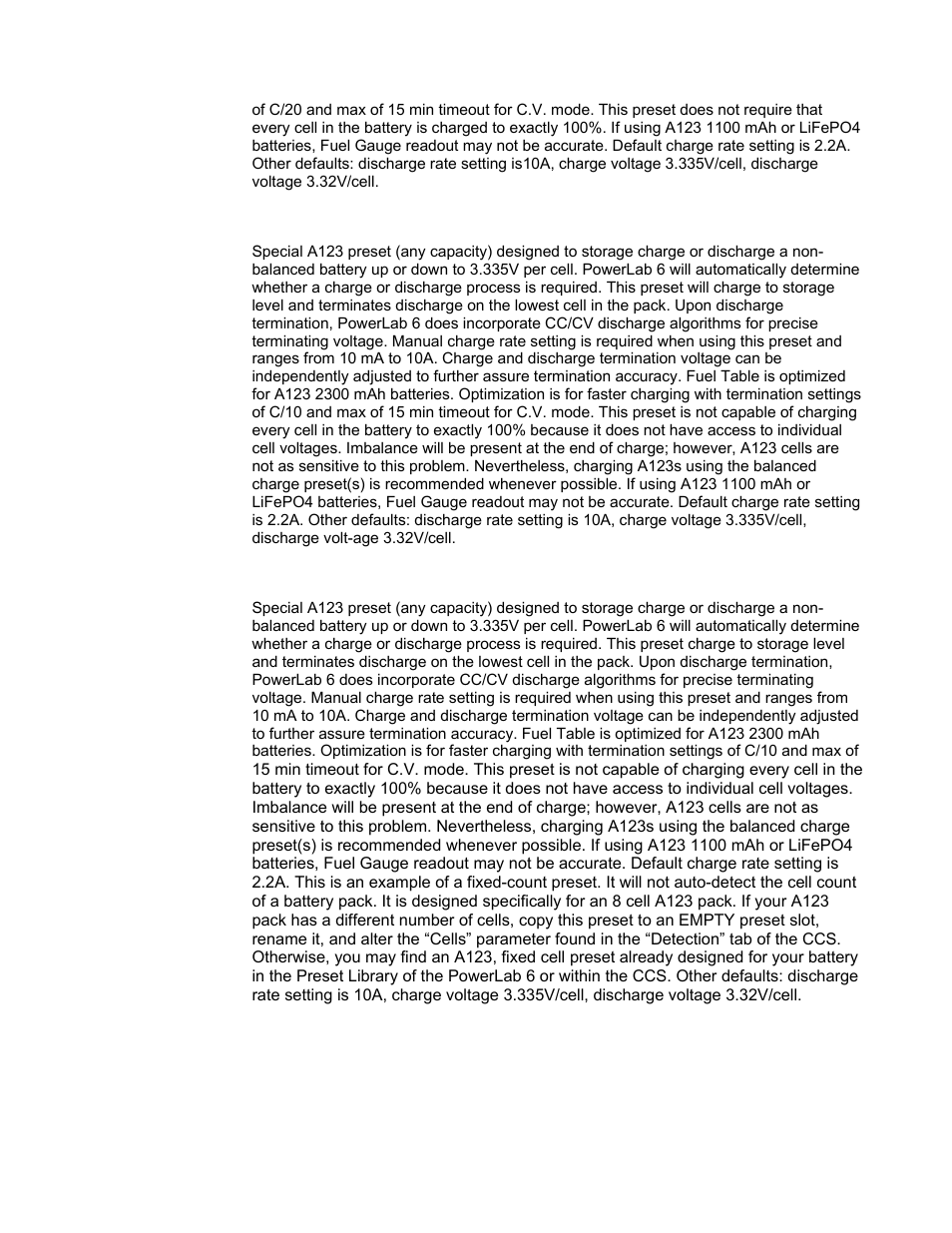 A123 store non bal. 1-5s, A123 store non bal 8s fixed | ProgressiveRC 6 PowerLab User Manual | Page 75 / 83