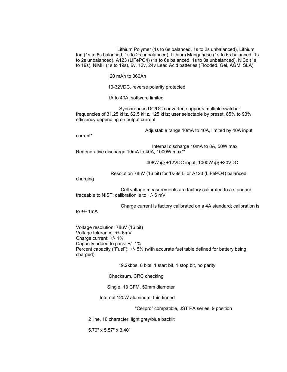 Specifications | ProgressiveRC 6 PowerLab User Manual | Page 77 / 83