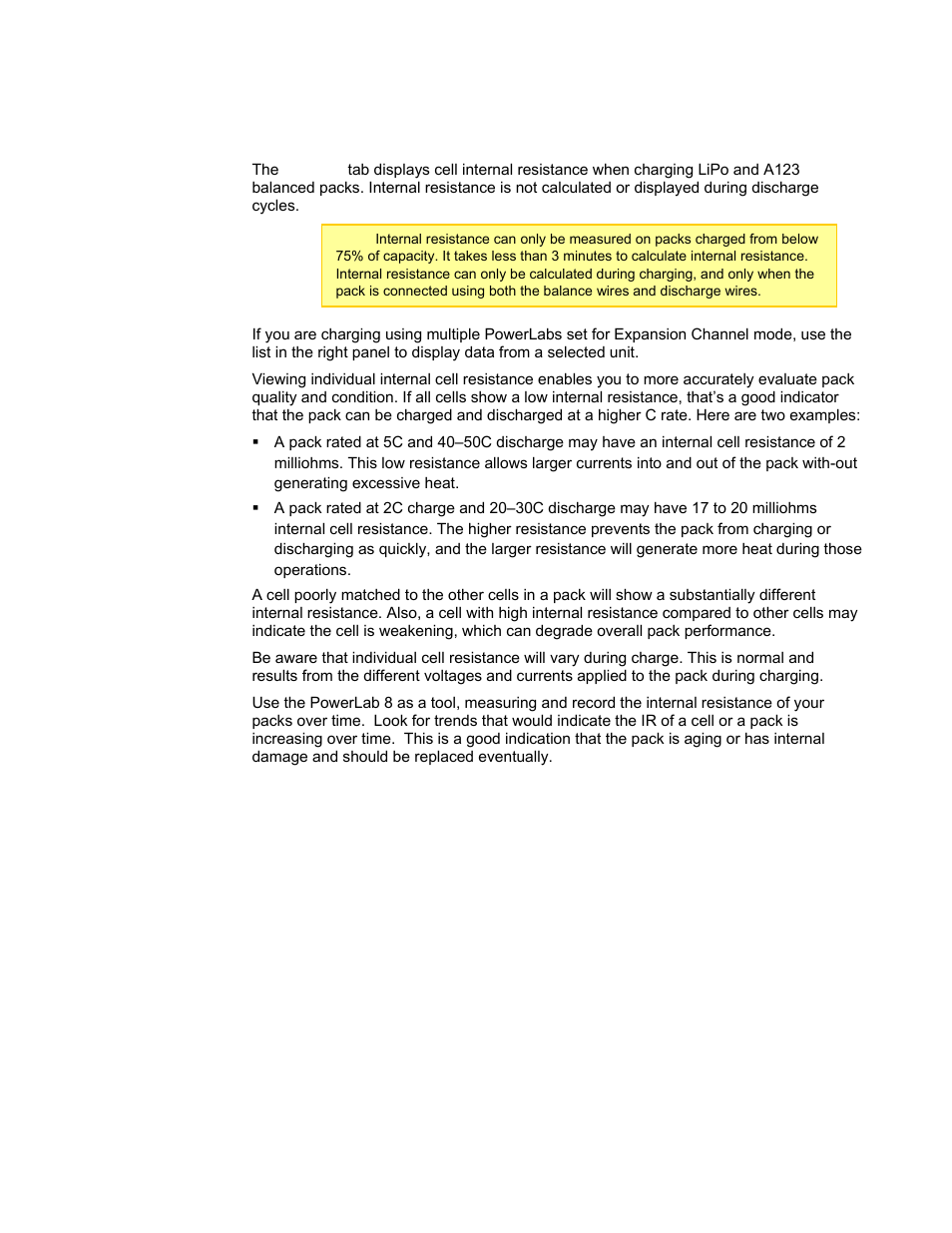 Internal resistance tab, Details | ProgressiveRC 8 PowerLab User Manual | Page 42 / 86