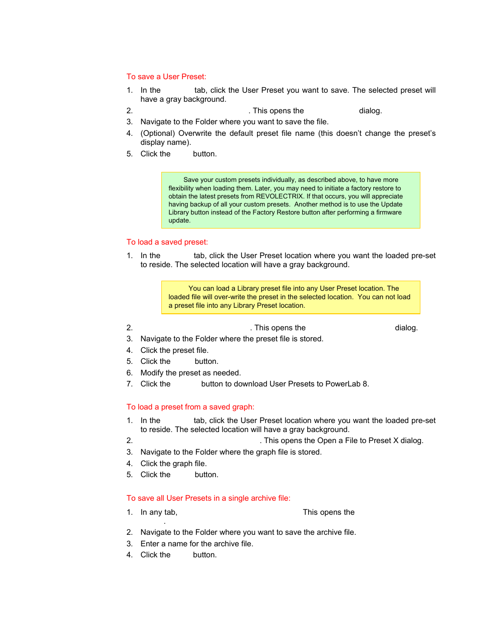 Save, load, backup and restore user presets | ProgressiveRC 8 PowerLab User Manual | Page 50 / 86