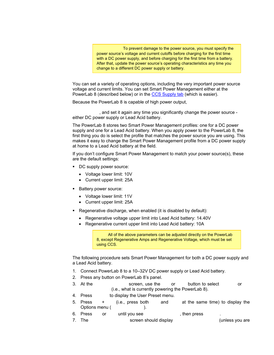 Set smart power management, Smart power management, Specify the | Power source’s voltage and current cutoffs | ProgressiveRC 8 PowerLab User Manual | Page 9 / 86