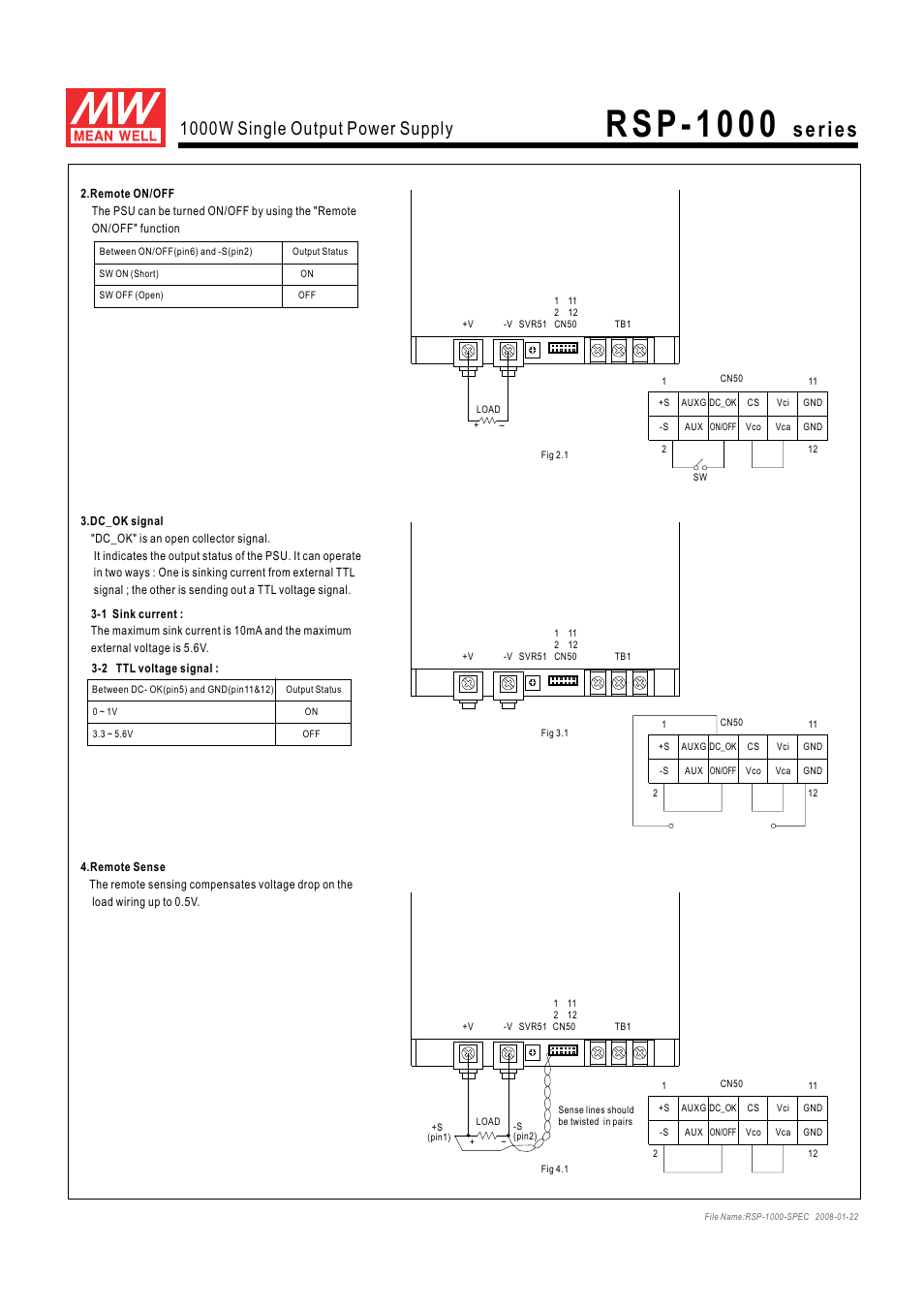 R s p - 1 0 0 0, 1000w single output power supply | ProgressiveRC RSP-1000 series User Manual | Page 4 / 6