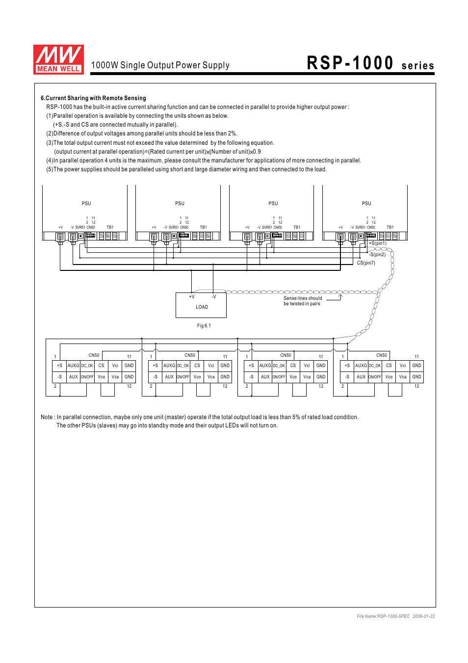 R s p - 1 0 0 0, 1000w single output power supply | ProgressiveRC RSP-1000 series User Manual | Page 6 / 6