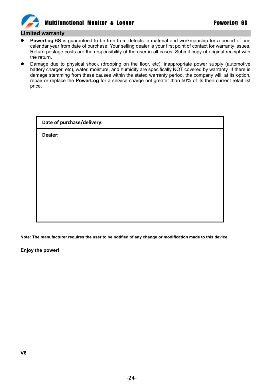 ProgressiveRC 6S PowerLog User Manual | Page 24 / 24