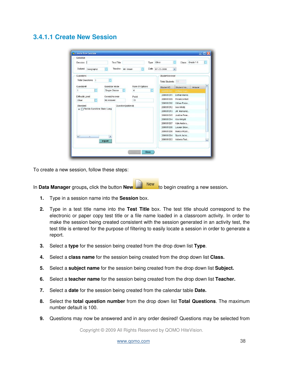 1 create new session | QOMO QIR300 User Manual User Manual | Page 38 / 91