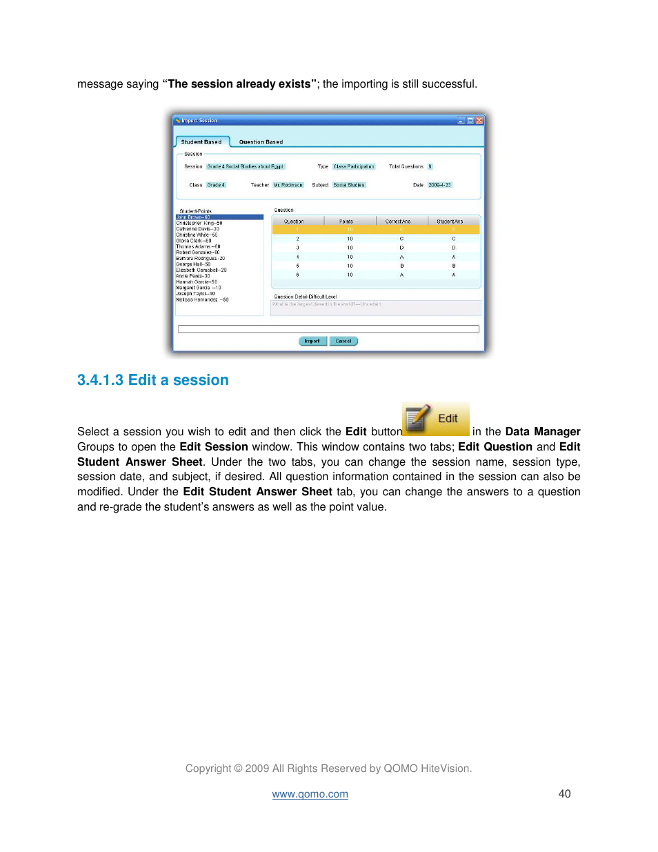 3 edit a session | QOMO QIR300 User Manual User Manual | Page 40 / 91
